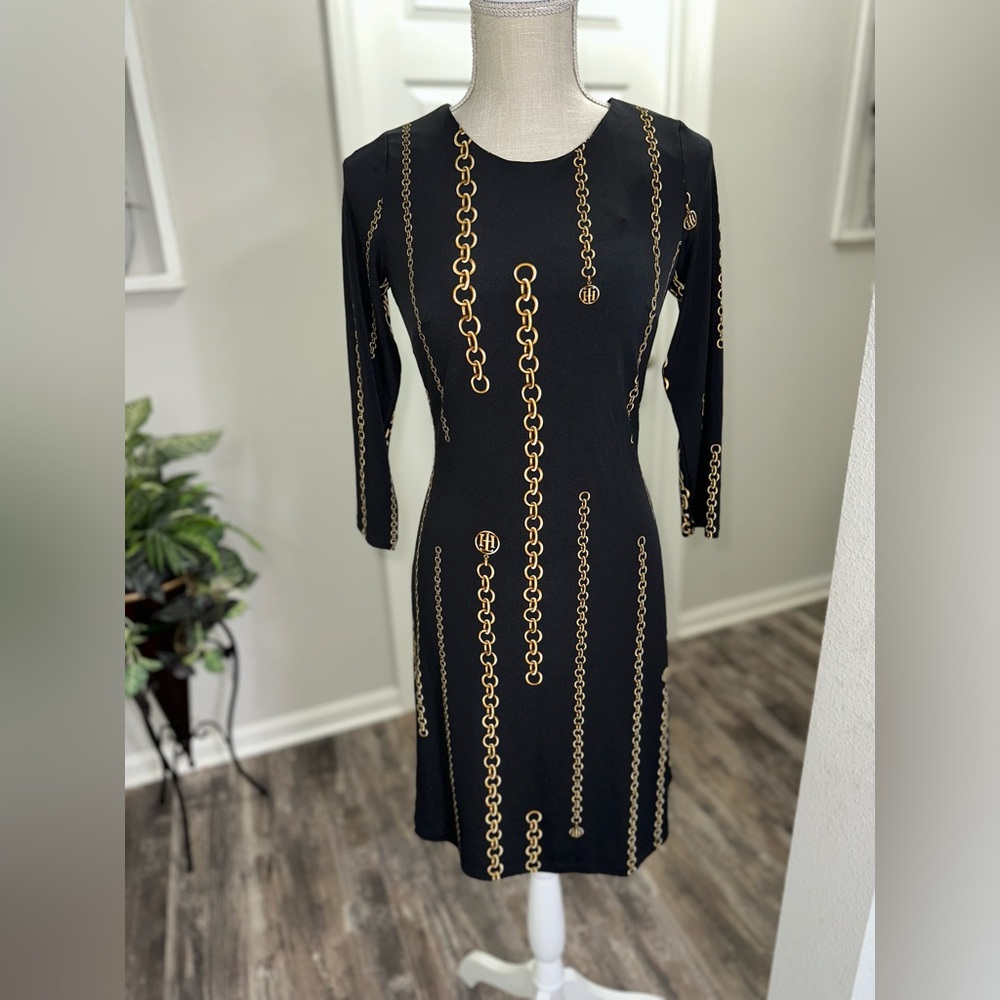 Tommy Hilfiger Women’s Black Dress With “Gucci-Like Chain Pattern Size 2